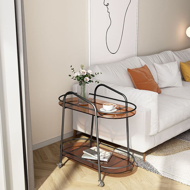 Modern 2-Tier Corner Table 4 Legs Oval Side End Table with Storage Clearhalo 'Coffee & Accent Tables' 'End & Side Tables' 'end_side_tables' 'furn' 'furn_end_side_tables' 'Furniture' 'Living Room Furniture' 1200x1200_73cad067-3068-45b7-88da-80ccce215a62