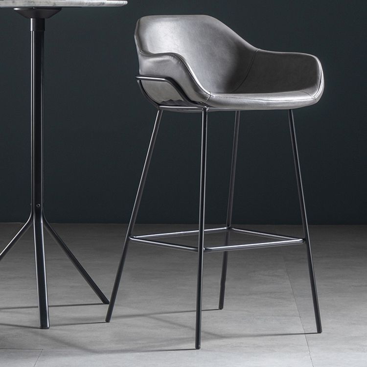 Industrial Iron Low Back Barstool Simple Indoor Tall Stool with Leather Seat Clearhalo 'Bar Furniture' 'Bar Stools' 'bar_stools' 'furn' 'furn_bar_stools' 'furniture_bar_stools' 'Kitchen & Dining Furniture' 'kitchen&dining_furn' 'kitchen' 'kitchen_furn' Furniture' 1200x1200_73cbcee4-9a97-4513-b99c-b05b8f365faa