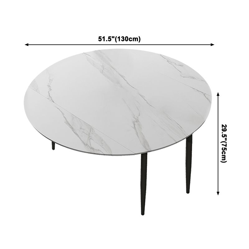 Modern Style Round 4 Legs Table Stone Dining Room Home Furniture with Drop-Leaf Clearhalo ' dining_table' 'Dining Tables & Seating' 'Dining Tables' 'furn' 'furn_dining_table' 'Furniture' 'furniture_dining_table' 'Kitchen & Dining Furniture' 'kitchen&dining_furn' 'kitchen' 'kitchen_dining_table' 1200x1200_73cbd986-8320-47b8-b649-661c3b8271ba
