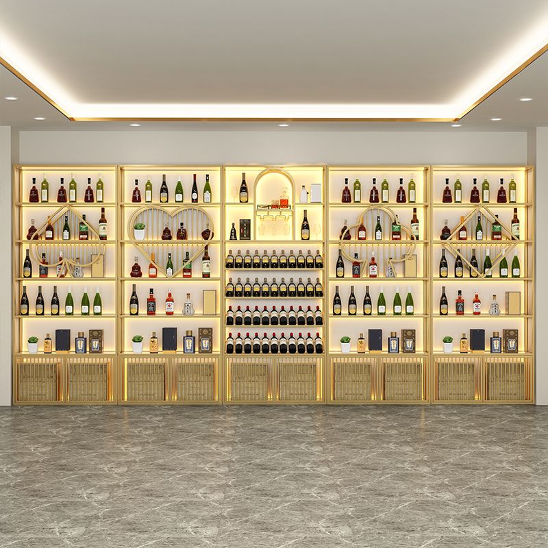 Metal de la botella de vino independiente de lujo con estantes de almacenamiento soporte para botellas