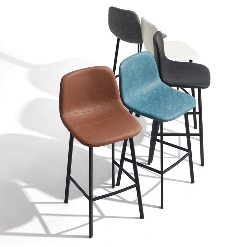 Contemporary Metal Leather Bar Stools Indoor Barstool with Iron Legs Clearhalo 'Bar Furniture' 'Bar Stools' 'bar_stools' 'furn' 'furn_bar_stools' 'furniture_bar_stools' 'Kitchen & Dining Furniture' 'kitchen&dining_furn' 'kitchen' 'kitchen_furn' Furniture' 1200x1200_73cef6da-1237-4e6f-b4e8-d062af8927e6