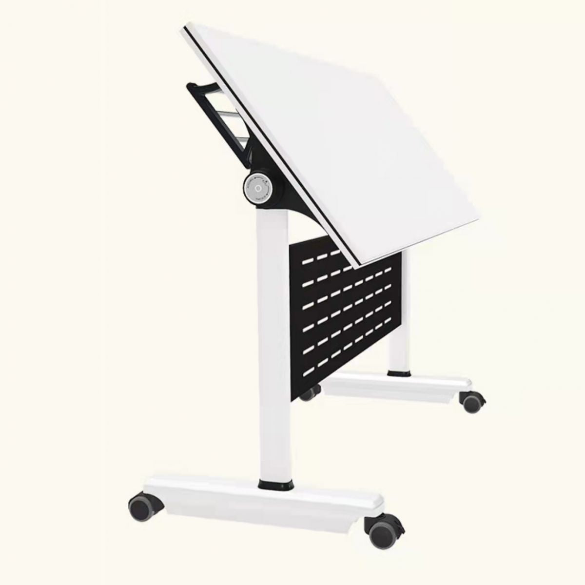 Escritorio plegable blanco escritorio fabricado con escritorio rectangular de madera fabricada con ruedas con ruedas