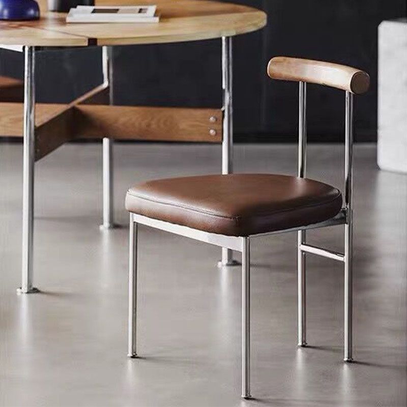 Glam Metal Dining Room Chairs Open Back Dining Side Chair in Silver Clearhalo 'Dining Chairs' 'Dining Tables & Seating' 'dining_chair' 'furn' 'furn_dining_chair' 'Furniture' 'furniture_dining_chair' 'Kitchen & Dining Furniture' 1200x1200_73d0ed6b-61d6-4800-9013-af7c8b752e7f