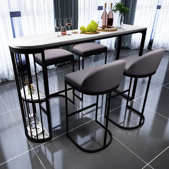 White Stone Bar Dining Table Industrial Bar Dining Table with Sled Base Clearhalo 'Bar Furniture' 'Bar Tables' 'bar_tables' 'furn' 'furn_bar_tables' 'Furniture' 'furniture_bar_tables' 'Kitchen & Dining Furniture' 1200x1200_73d11841-96fa-4289-8a77-3ce2929401ac