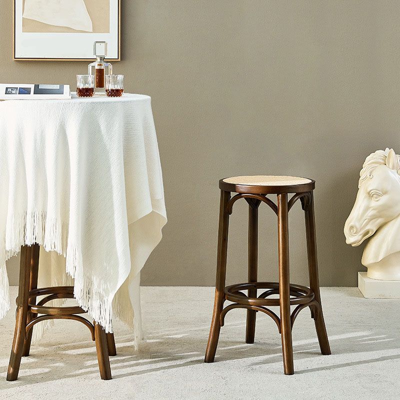 Contemporary Round Footrest Bar Stool Solid Wood Rattan Bar Stool Clearhalo 'Bar Furniture' 'Bar Stools' 'bar_stools' 'furn' 'furn_bar_stools' 'Furniture' 'Kitchen & Dining Furniture' 1200x1200_73d2632d-0655-4666-b42a-295c029c09f5