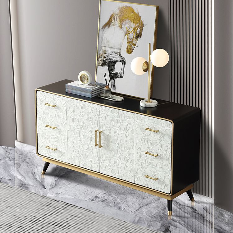 Glam Birch Sideboard Adjustable Shelving Cabinets Credenza with Drawer for Living Room Clearhalo 'buffet_sideboard' 'Buffets & Sideboards' 'furn' 'furn_buffet_sideboard' 'Furniture' 'furniture_buffet_sideboard' 'Kitchen & Dining Furniture' 1200x1200_73d3495a-cae0-4a9c-ad34-c5b81fe2a6fb