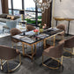 Traditional Luxury Dining Table Rectangle Double Pedestal Table with Gold Frame Clearhalo ' dining_table' 'Dining Tables & Seating' 'Dining Tables' 'furn' 'furn_dining_table' 'Furniture' 'furniture_dining_table' 'Kitchen & Dining Furniture' 'kitchen&dining_furn' 'kitchen' 'kitchen_dining_table' 1200x1200_73d515f8-46f7-484c-a2d2-719c4060d404