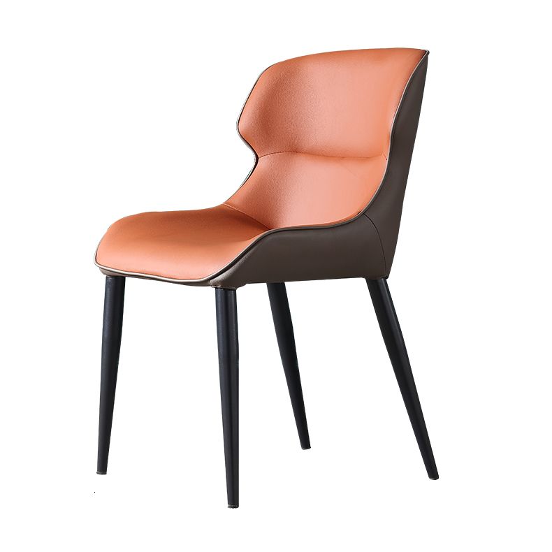 Contemporary PU Leather Dining Chair Arm Metal Dining Chair for Home Use Clearhalo ' kitchen&dining_furn' 'Dining Chairs' 'Dining Tables & Seating' 'dining_chair' 'furn' 'furn_dining_chair' 'Furniture' 'furniture_dining_chair' 'Kitchen & Dining Furniture' 'kitchen' 1200x1200_73d542b5-9c59-404e-ba18-504960197681