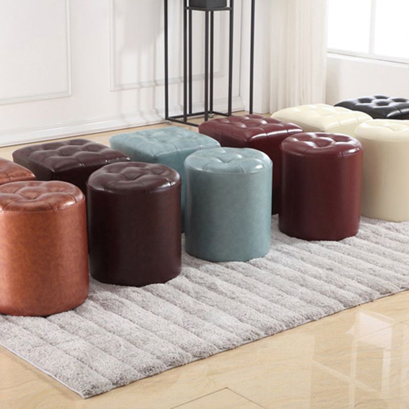 Round Genuine Leather Ottoman Standard Tufted Plain Water Resistant Modern Ottoman Clearhalo 'furn' 'furn_ottomans_poufs' 'Furniture' 'Living Room Furniture' 'Ottomans & Poufs' 'ottomans_poufs' 1200x1200_73d59c40-6329-4d9a-b714-abda4d5ec817
