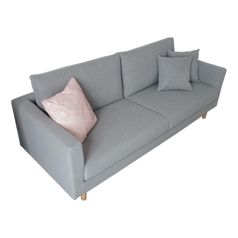 リビングルームコンテンポラリークッションスクエアアームリネンチェスターフィールドソファ