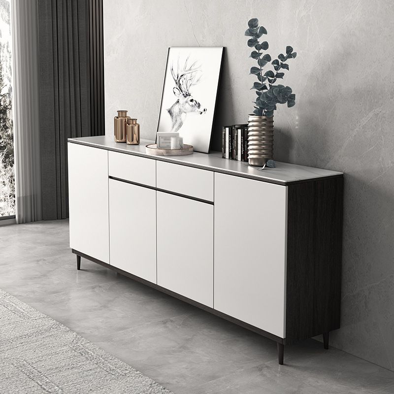 2 Drawers Wood Doors Sideboard Modern 33.5" High Side Board for Kitchen Clearhalo 'buffet_sideboard' 'Buffets & Sideboards' 'Furniture' 'furniture_buffet_sideboard' 'Kitchen & Dining Furniture' 1200x1200_73d66783-2783-42ad-b904-164cc3873a3f