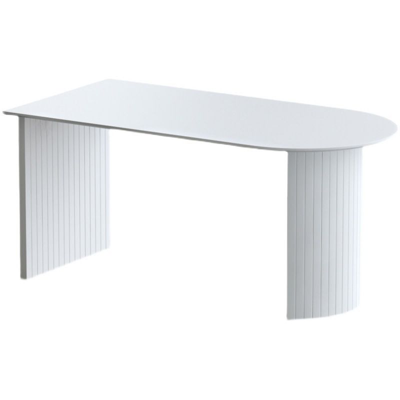Modern Double Base Dining Table White Table for Kitchen Living Room
