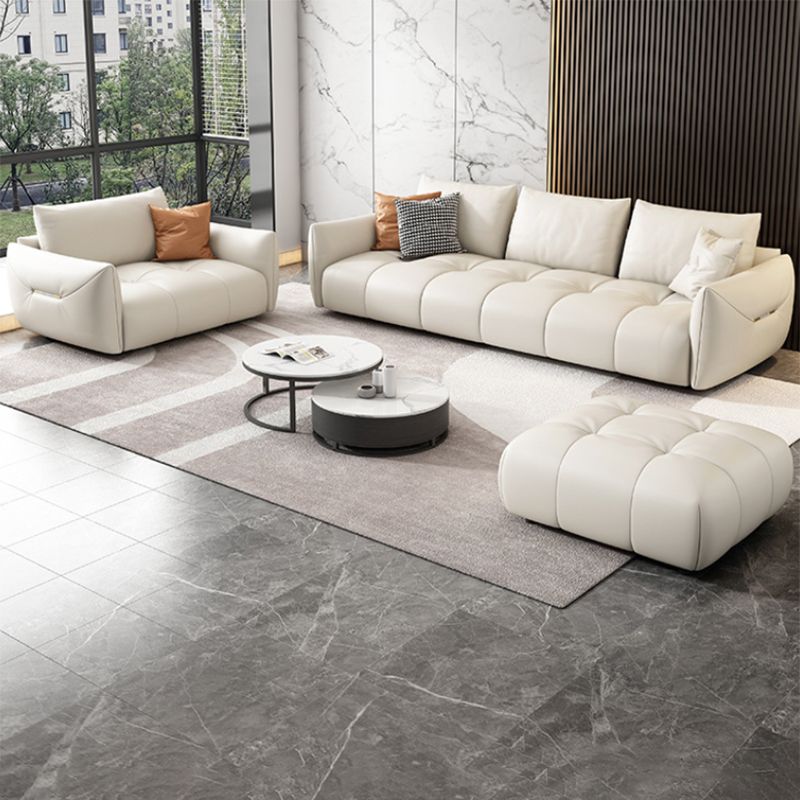 Eigentijdse faux lederen woonkamer vierkante arm kussens zitplaatsen