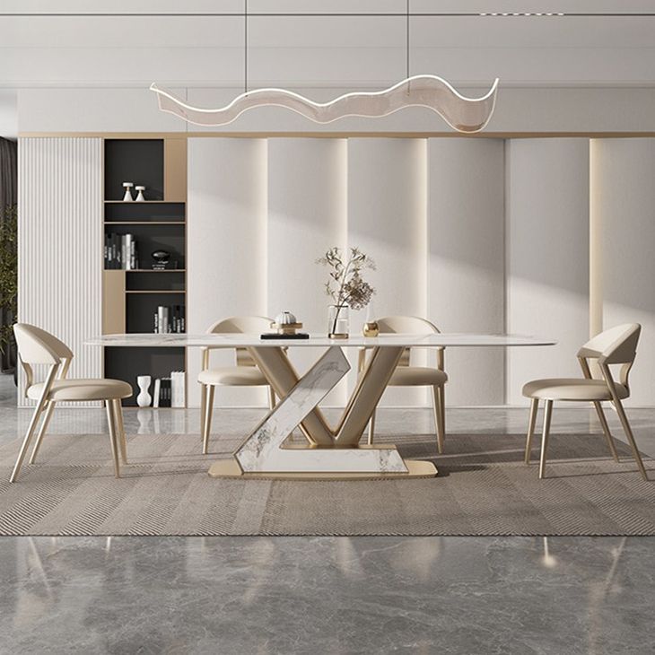 Set da tavolo rettangolo in stile glam 1/4/5/7/9 pezzi set da pranzo per uso domestico