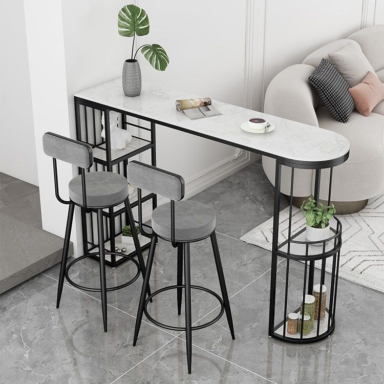 Specialty Stone Top Bar Table with Storage Base Contemporary Pub Table Clearhalo 'Bar Furniture' 'Bar Tables' 'bar_tables' 'furn' 'furn_bar_tables' 'Furniture' 'Kitchen & Dining Furniture' 1200x1200_73d9c575-3a36-40ea-a1ca-a5328b4743b6