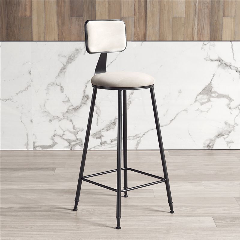 Contemporary Counter Bar Stool Backrest Velvet Bar Stool with Footrest, Iron Base Clearhalo 'Bar Furniture' 'Bar Stools' 'bar_stools' 'furn' 'furn_bar_stools' 'furniture_bar_stools' 'Kitchen & Dining Furniture' 'kitchen&dining_furn' 'kitchen' 'kitchen_furn' Furniture' 1200x1200_73d9fef5-836e-40ec-8697-f13a22c022a1