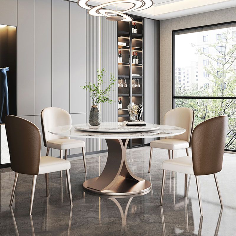 Glam Sintered Stone Dining Table Round Dinner Room Table for Dining Room Clearhalo 'Dining Tables & Seating' 'Dining Tables' 'dining_table' 'furn' 'furn_dining_table' 'Furniture' 'furniture_dining_table' 'Kitchen & Dining Furniture' 'kitchen' 'kitchen_dining_table' 1200x1200_73dae86f-70e0-4dcb-b163-bc9f5f606c3d