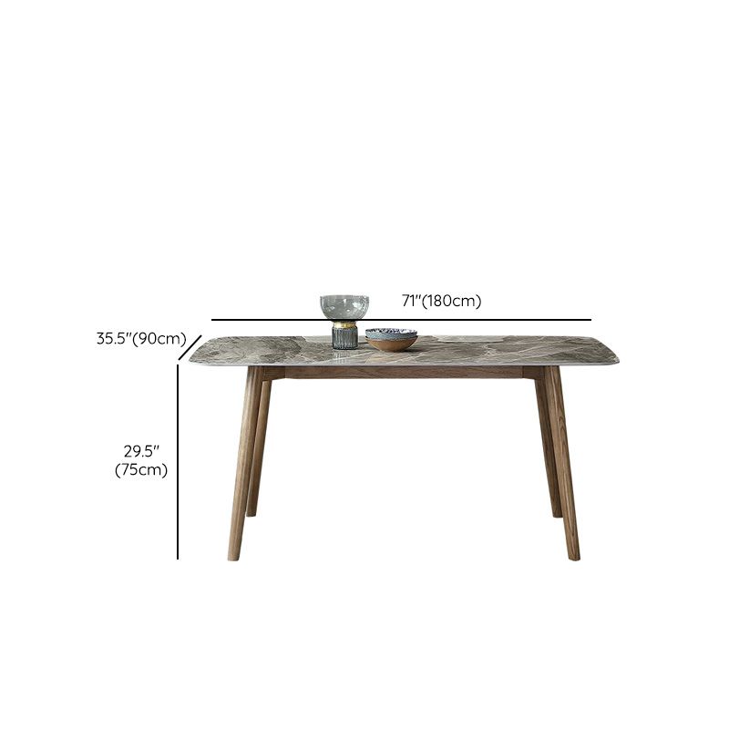 Mid-Century Modern Stone Dining Table Rectangle Dining Table with Solid Wood Legs Clearhalo 'Dining Tables & Seating' 'Dining Tables' 'dining_table' 'furn' 'furn_dining_table' 'Furniture' 'Kitchen & Dining Furniture' 1200x1200_73db7d23-6456-4d2e-8c1f-0b9afb23d4e6