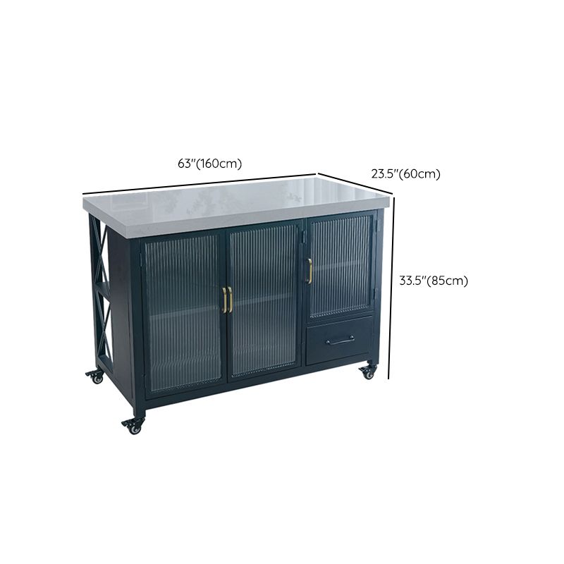 Carrello rettangolare per l'isola della cucina contemporanea con base di metallo nero