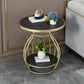 Modern Round Slate Top Side Table Steel Frame End Table with Shelf