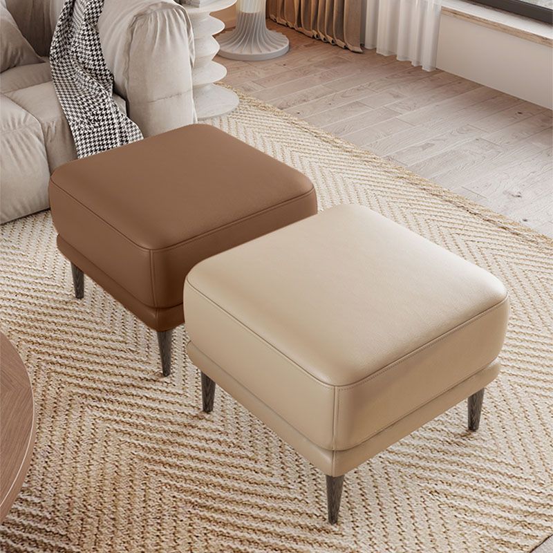 Square Footstools Genuine Leather Foot Stool , 15.6 Inch Width Clearhalo 'furn' 'furn_ottomans_poufs' 'Furniture' 'Living Room Furniture' 'Ottomans & Poufs' 'ottomans_poufs' 1200x1200_73e210de-b623-4ca7-a0bb-9938278c68e0