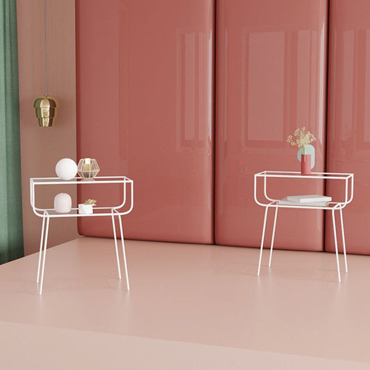 Moderner Glas Top Night Tisch offener Nachttisch mit 4 Beinen für Schlafzimmer