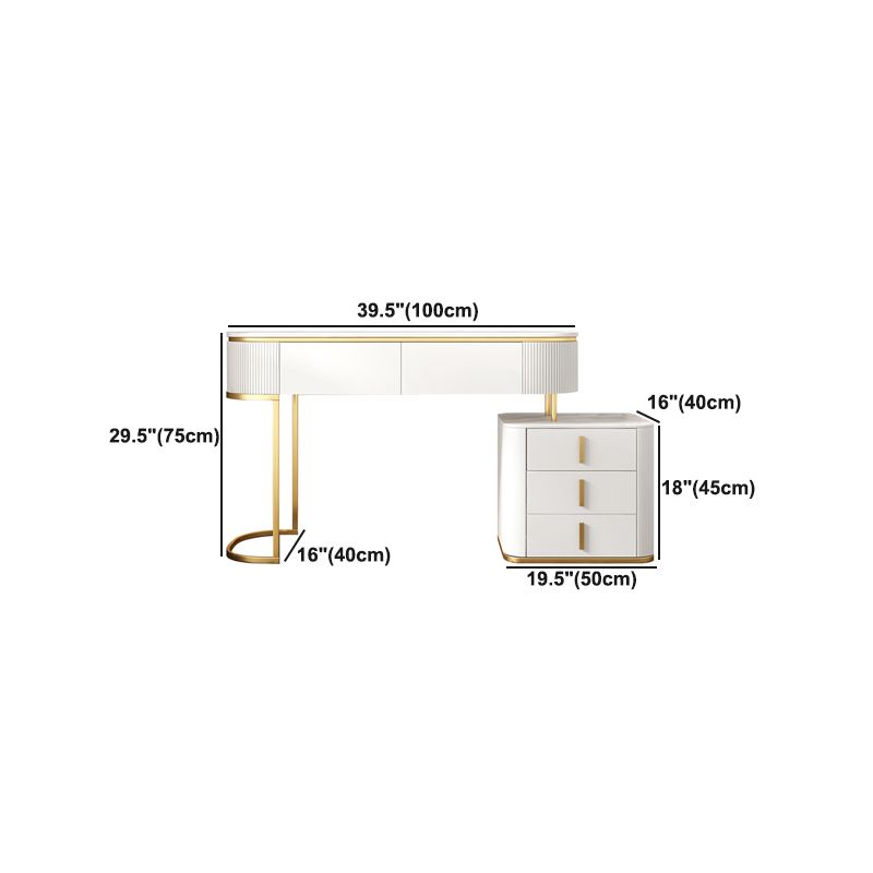 5 Drawers Vanity Set with Padded Stool 29.52" High Dresser in White Clearhalo 'Bedroom Furniture' 'furn' 'furn_makeup_vanities' 'Furniture' 'Makeup Vanities' 'makeup_vanities' 1200x1200_73e7398b-27e6-4830-ab09-898b004591a2