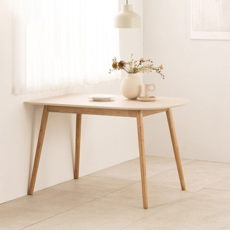 Modern 4 Legs Dining Table Sintered Stone Table with Wood Legs for Home