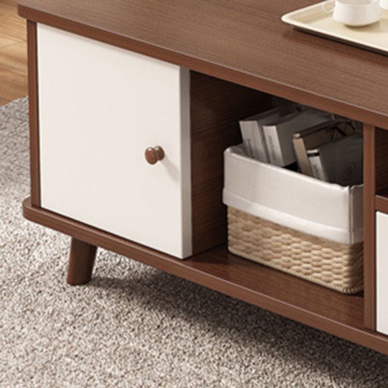 Artificial Wood Coffee or End Table 4 Legs Coffee Table in Light Wood and Espresso Wood