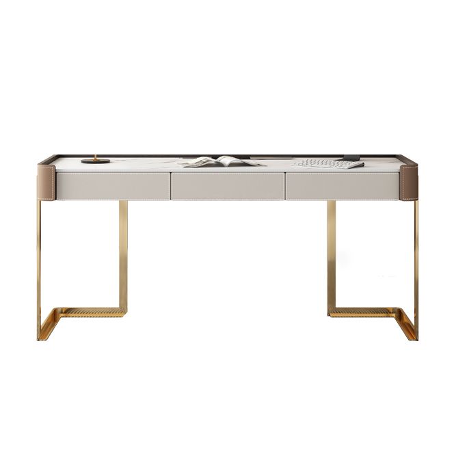 Glam Stone Writing Desk 29.53 Zoll großer Büroschreibtisch mit Schubladen