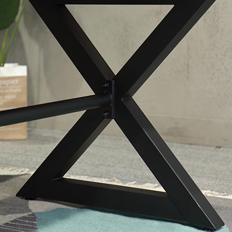 Industrial Coffee Shop Dining Table Rectangle Wood and Metal Base Dining Table Clearhalo 'Dining Tables & Seating' 'Dining Tables' 'dining_table' 'furn' 'furn_dining_table' 'Furniture' 'Kitchen & Dining Furniture' 1200x1200_73eddd91-5bb1-4a05-9f91-13f97509b903