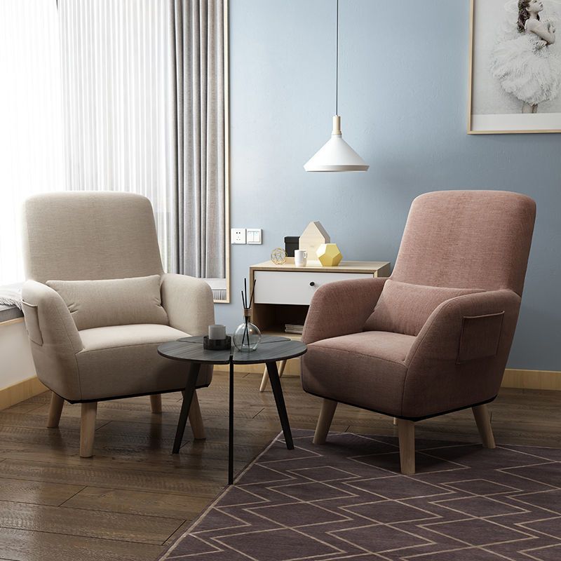 Arms Included Accent Chair Cotton Blend Chair With 4 Legs Base