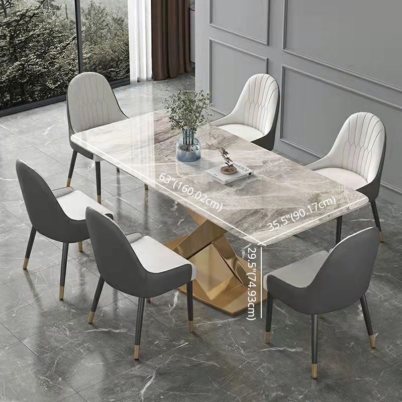 Modern Sintered Stone Rectangle Dining Room Table with Microfiber Leather Chairs for Home Clearhalo 'Dining Room Sets' 'Dining Tables & Seating' 'dining_room_set' 'furn' 'furn_dining_room_set' 'Furniture' 'furniture_dining_room_set' 'Kitchen & Dining Furniture' 'kitchen&dining_furn' 'kitchen' 1200x1200_73eee2ca-d7d4-42ec-8a2c-ba5e5e5eea34