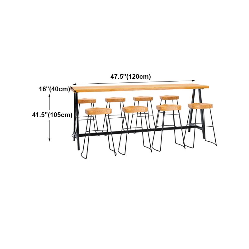 Light Brown Modern Style Bar Table in Solid Wood and Iron Cafe Bar Table, Only Table Clearhalo 'Bar Furniture' 'Bar Tables' 'bar_tables' 'furn' 'furn_bar_tables' 'Furniture' 'furniture_bar_tables' 'Kitchen & Dining Furniture' 1200x1200_73eeecc5-58bc-4013-9438-294502d539c7