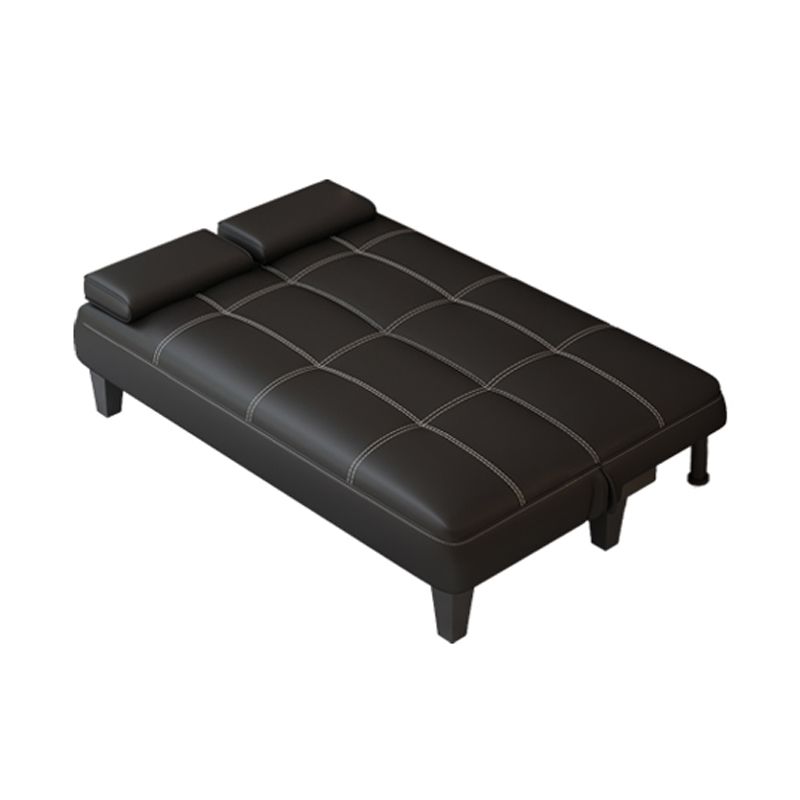 Faux Leather Pillow Top Arms /Armless Sleeper Sofa Bed Biscuit Back Convertible Sofas Clearhalo 'furn' 'furn_futons' 'Furniture' 'Futons & Daybeds' 'Futons' 'Living Room Furniture' 1200x1200_73efbe5c-8898-4afd-b19f-5310cdb8230c