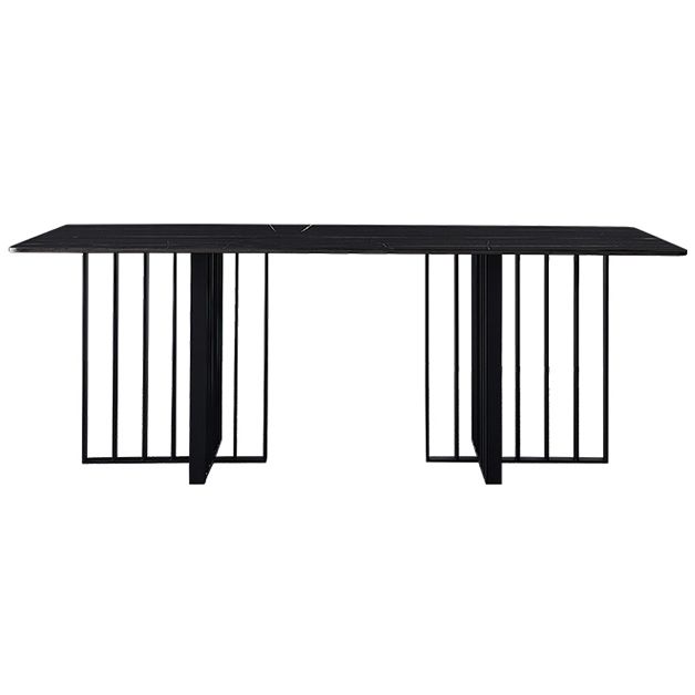 Industrial Style Sintered Stone Table Metallic Double Pedestal Base Rectangle Table Clearhalo ' dining_table' 'Dining Tables & Seating' 'Dining Tables' 'furn' 'furn_dining_table' 'Furniture' 'furniture_dining_table' 'Kitchen & Dining Furniture' 'kitchen&dining_furn' 'kitchen' 'kitchen_dining_table' 1200x1200_73f0e688-d40d-45a3-9dc3-0b8678862f9a