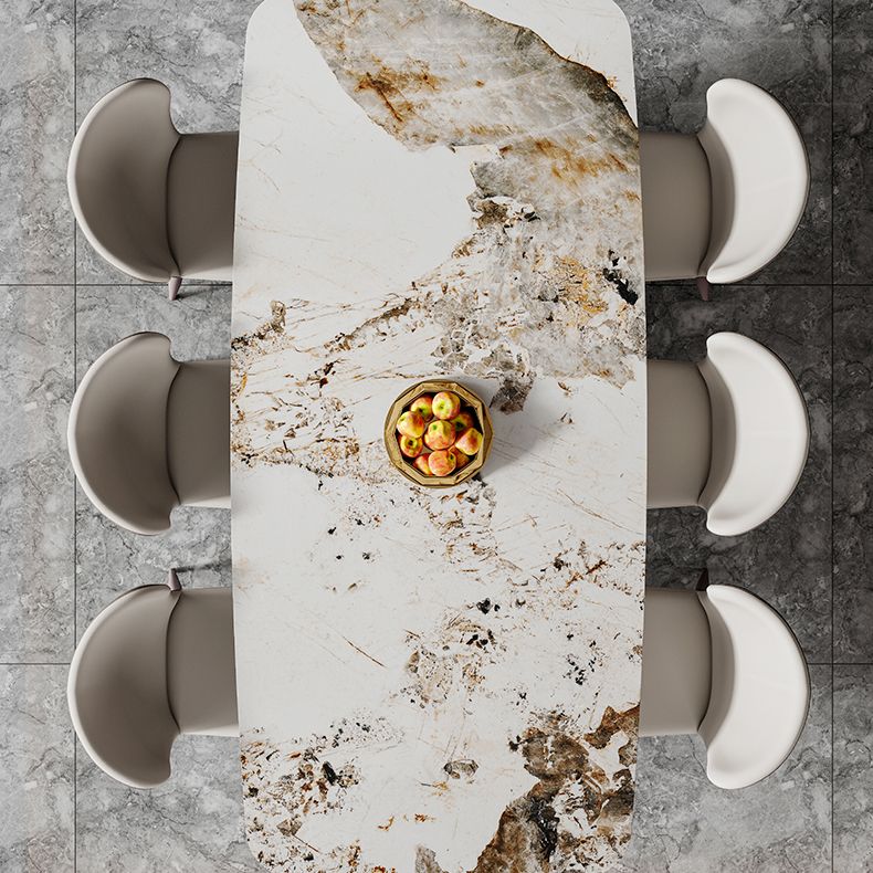 Nordic Glam Rectangle Sintered Stone Dining Table Set 1/4/6/7/8 Pieces Dining Set Clearhalo 'Dining Room Sets' 'Dining Tables & Seating' 'dining_room_set' 'furn' 'furn_dining_room_set' 'Furniture' 'furniture_dining_room_set' 'Kitchen & Dining Furniture' 1200x1200_73f106cf-5926-45a2-987e-29b399a0ef95