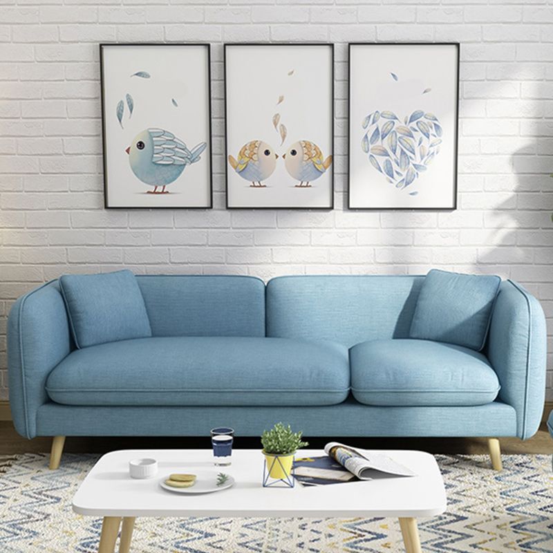 Contemporary 27.55" H Cotton Blend Square Arm Sofa with Pillows