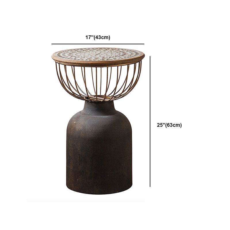 Rustic Iron Pedestal Round Wood Top Coffee Table - Distressed Surface Treatment Clearhalo 'Coffee & Accent Tables' 'Coffee Tables' 'coffee_tables' 'furn' 'furn_coffee_tables' 'Furniture' 'Living Room Furniture' 1200x1200_73f1d5c2-d31d-4b83-96fc-53b5a57723e7