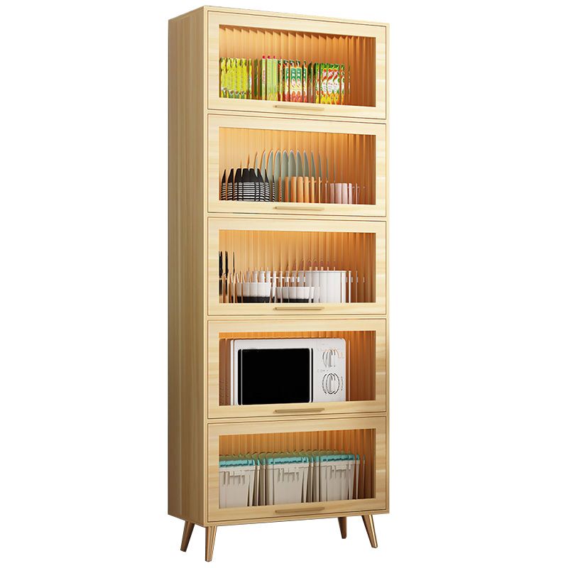 Glam Glass Door Sideboard Engineered Wood Side Board without LED Lights Clearhalo 'buffet_sideboard' 'Buffets & Sideboards' 'furn' 'furn_buffet_sideboard' 'Furniture' 'Kitchen & Dining Furniture' 1200x1200_73f45781-c071-4d31-968c-e07537227827