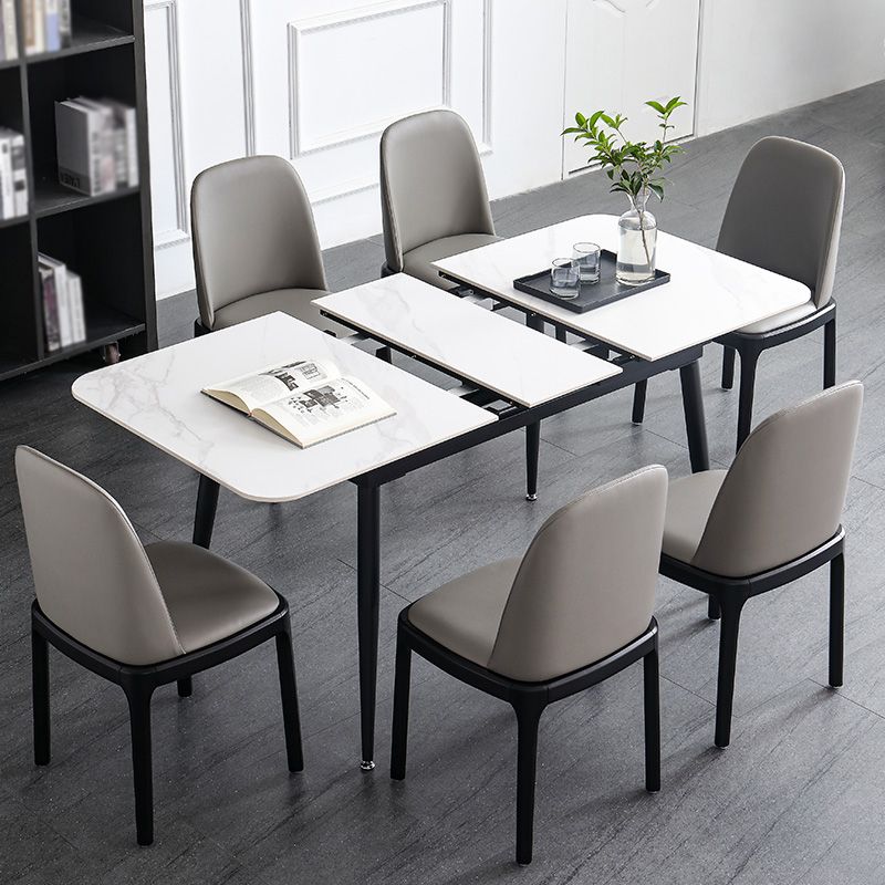 4-foot Stone Dinette Table Industrial Style Rectangle Dining Table with Drop Leaf Clearhalo ' dining_table' 'Dining Tables & Seating' 'Dining Tables' 'furn' 'furn_dining_table' 'Furniture' 'furniture_dining_table' 'Kitchen & Dining Furniture' 'kitchen&dining_furn' 'kitchen' 'kitchen_dining_table' 1200x1200_73f5e099-be8e-4467-a4ad-c5b2540965c9