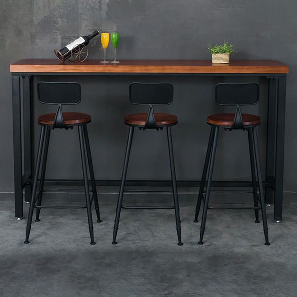 Industrial Rectangle Pine Wood Bar Table Set 1/4 Pieces Counter Table with High Stools Clearhalo 'Bar Furniture' 'furn' 'furn_home_bar_bar_sets' 'Furniture' 'Home Bars & Bar Sets' 'home_bar_bar_sets' 'Kitchen & Dining Furniture' 1200x1200_73f7941b-b7a1-4e4b-90e2-3902123544b6