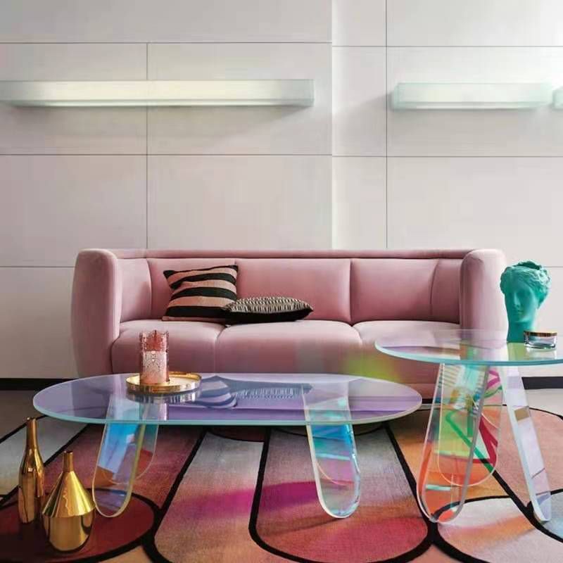 Light Luxury Gradient Colorful Coffee Table Round Oval Acrylic Coffee Table Clearhalo 'Coffee & Accent Tables' 'Coffee Tables' 'coffee_tables' 'furn' 'furn_coffee_tables' 'Furniture' 'Living Room Furniture' 1200x1200_73fa4895-a183-4c92-9f79-f4d3503c667e