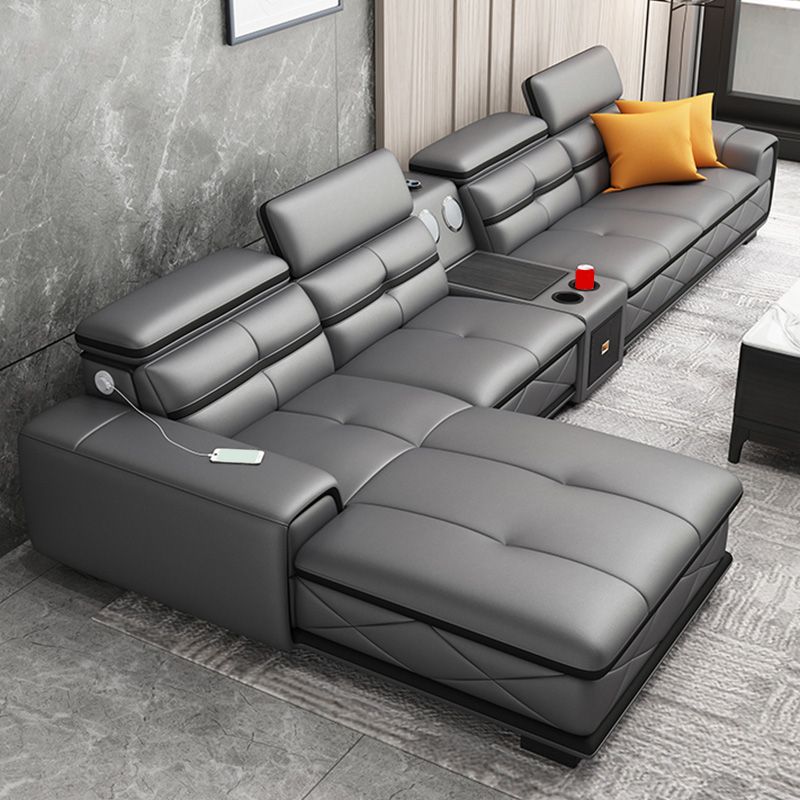 Contemporary L-Shape Sofa Light-grey High Back Sectional for Living Room Clearhalo 'furn' 'furn_sectionals' 'Furniture' 'furniture_sectionals' 'kitchen' 'kitchen_sectionals' 'Living Room Furniture' 'Sectionals' 1200x1200_73fb0d2b-197b-4ba9-9cbe-be2d285bd0c5