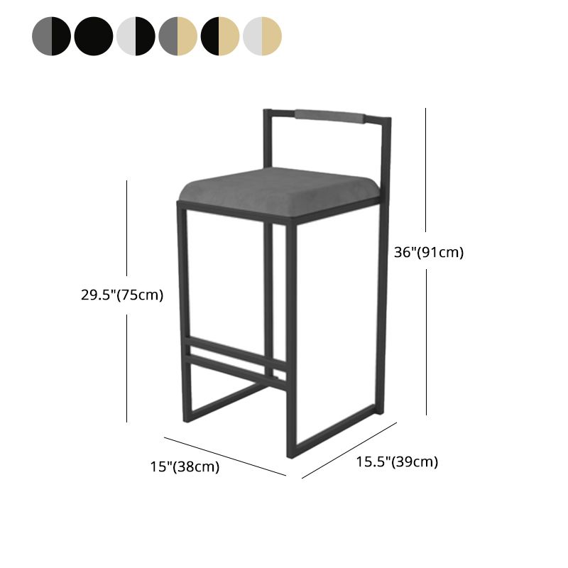 Glam Armless Backrest Counter Stool Iron Living Room Bar Stool with Velvet Cushion,1 Piece Clearhalo 'Bar Furniture' 'Bar Stools' 'bar_stools' 'furn' 'furn_bar_stools' 'furniture_bar_stools' 'Kitchen & Dining Furniture' 'kitchen&dining_furn' 'kitchen' 'kitchen_furn' Furniture' 1200x1200_73fb6184-7819-420a-9f84-fce45954b7a4