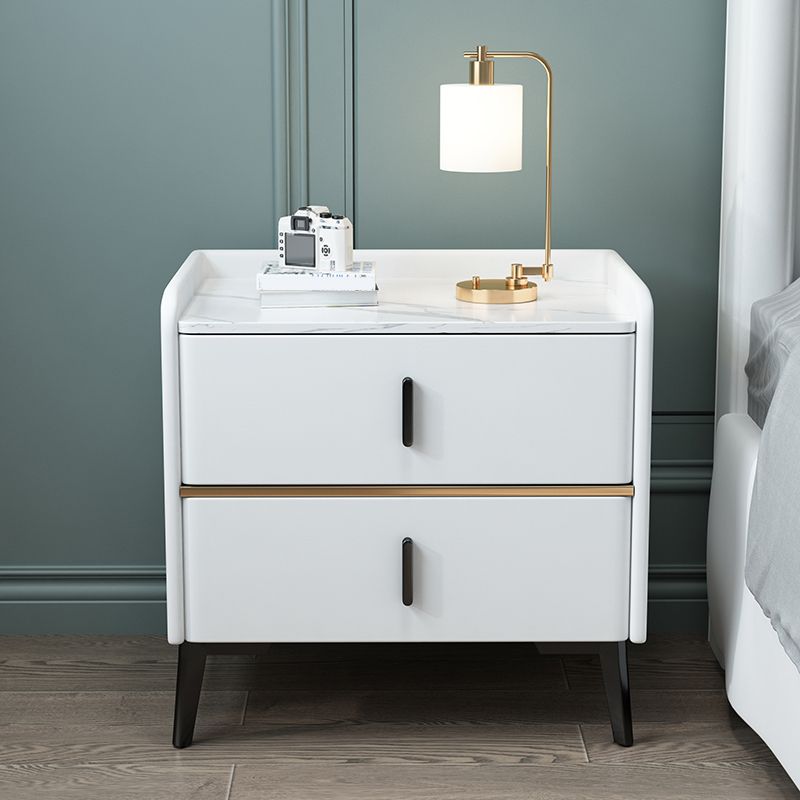 Moderne 20 Zoll H Night Tischstein Top 2-Drawer-Aufbewahrung Nachttisch mit Beinen