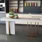 White Marble Top Bar Table Glam Metal and Stone Frame Pub Table Clearhalo 'Bar Furniture' 'Bar Tables' 'bar_tables' 'furn' 'furn_bar_tables' 'Furniture' 'Kitchen & Dining Furniture' 1200x1200_73fcc027-b59f-4458-9a4e-f39caac0bd4a
