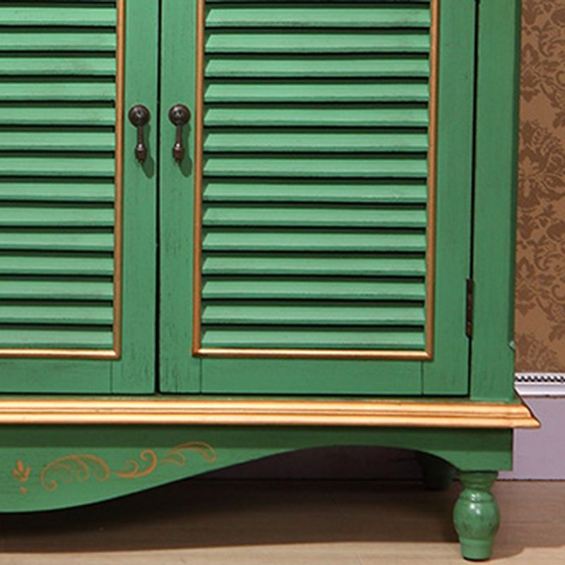 Industrial Rectangle Accent Cabinet with Solid Wood Bun Feet