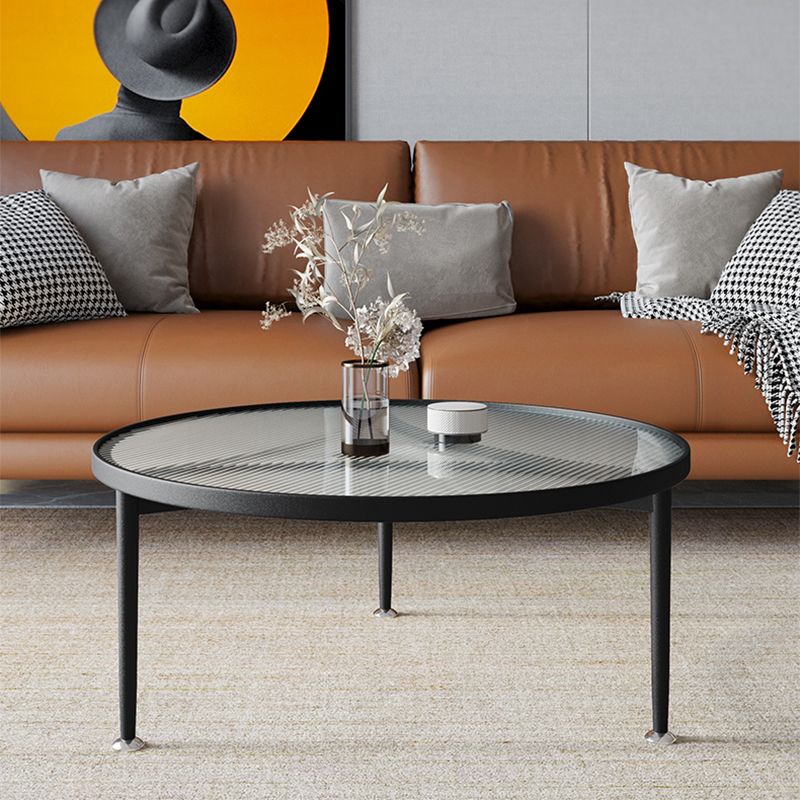 Mesa de café de las patas de la ronda 3 moderna Mesa de café de vidrio transparente - 23.6 "/27.6" /31.5 "