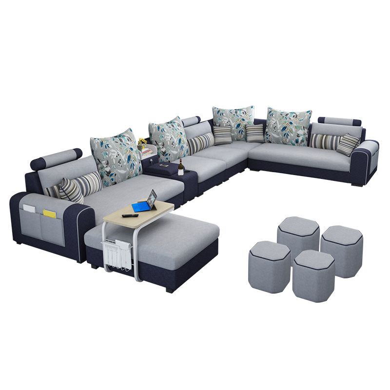 155.12"L X 92.52"W X 36.65"H Cotton Blend Sofa Removable Cushions Sectionals with Storage Clearhalo 'furn' 'furn_sectionals' 'Furniture' 'furniture_sectionals' 'kitchen' 'kitchen_sectionals' 'Living Room Furniture' 'Sectionals' 1200x1200_74042462-106e-4d79-9dc9-53b0aa3bfbe8